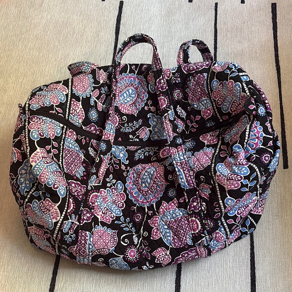 Vera Bradley Black and Pink Travel Bag with Paisley Design